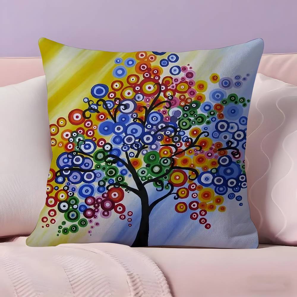 Colored Tree Pillow Case Ultra Soft Skin Friendly Fabric Cloud Like Comfort & Concealed Zipper