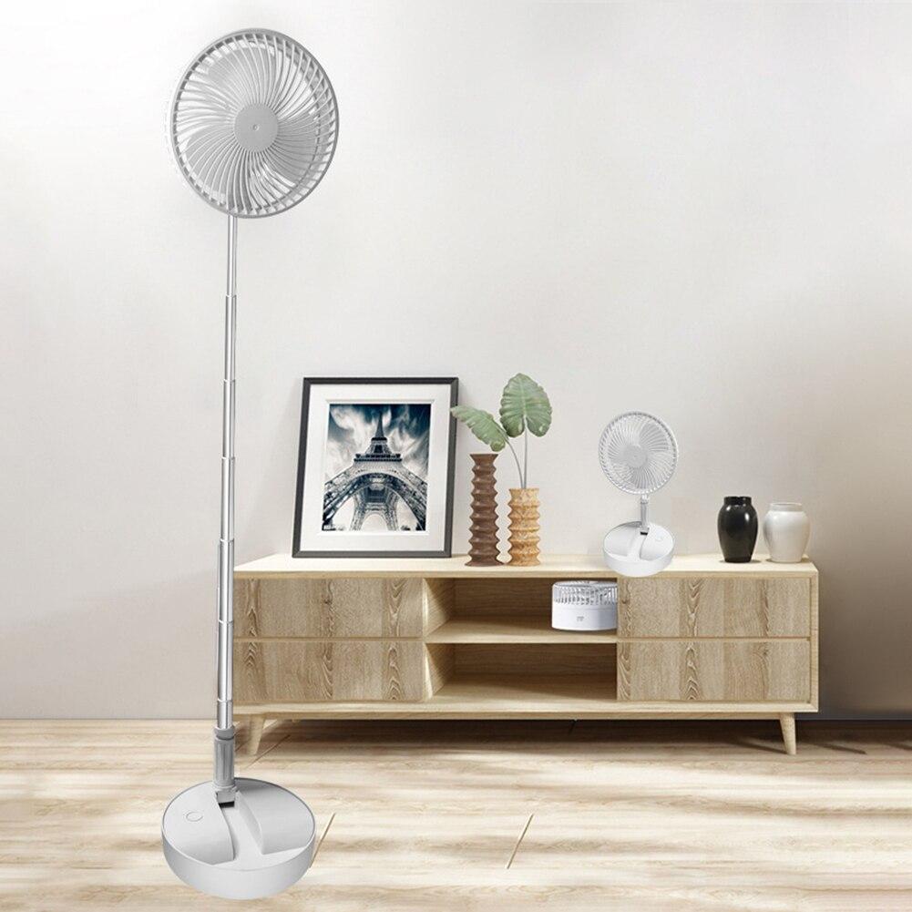 USB Rechargeable Folding Telescopic Floor Fan Mini Summer Mute Silent Student Desktop Table Fan for Office Bedroom Cooler