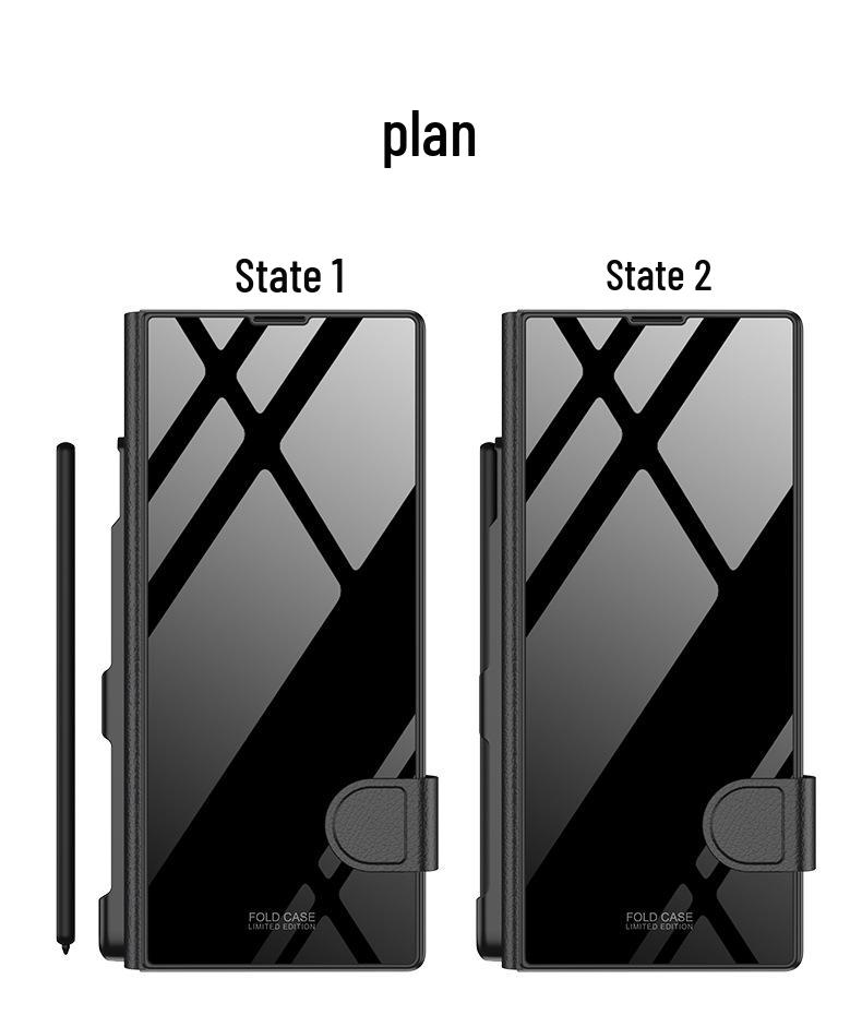 Кожаный чехол-книжка Samsung Z Fold 6 со слотом для стилуса и стеклянной крышкой – Стильный и деловой.