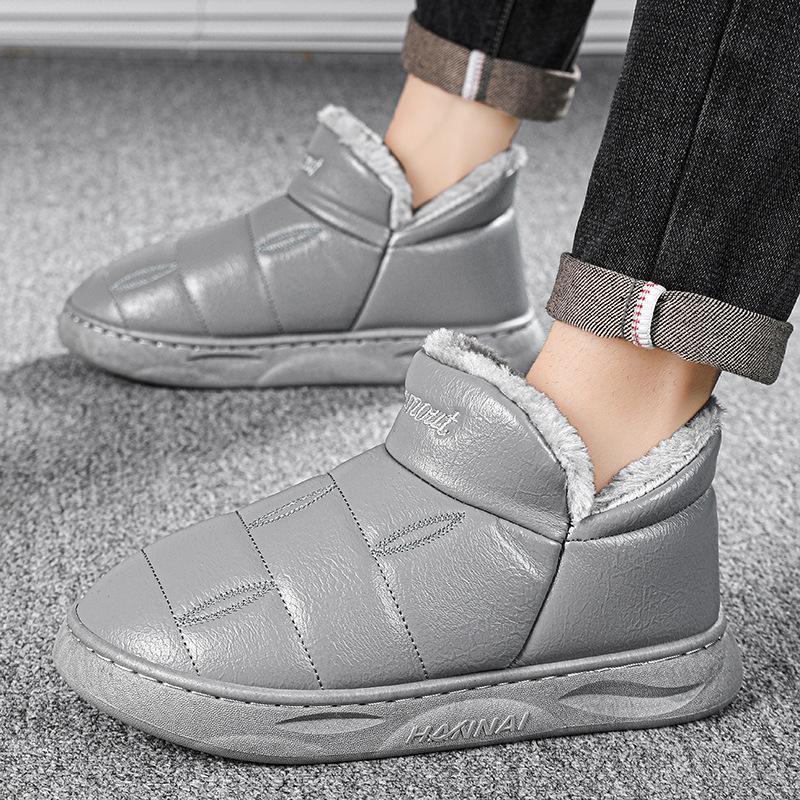 2024 winter warm cotton slippers at home indoor waterproof and non-slip shoes with thick soles and wool outside