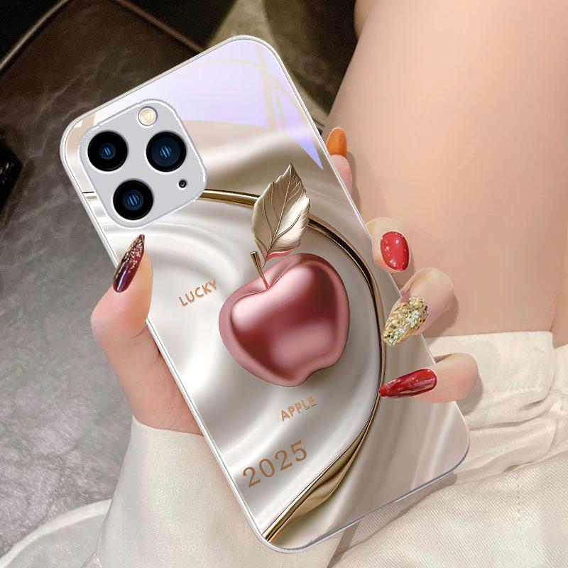 Масляная живопись яблок для iPhone 16 Pro Max 15 Pro 14 13 12 Mini 11 XS Max XR 7 8 Plu SE 2022 Чехол для телефона из закаленного стекла