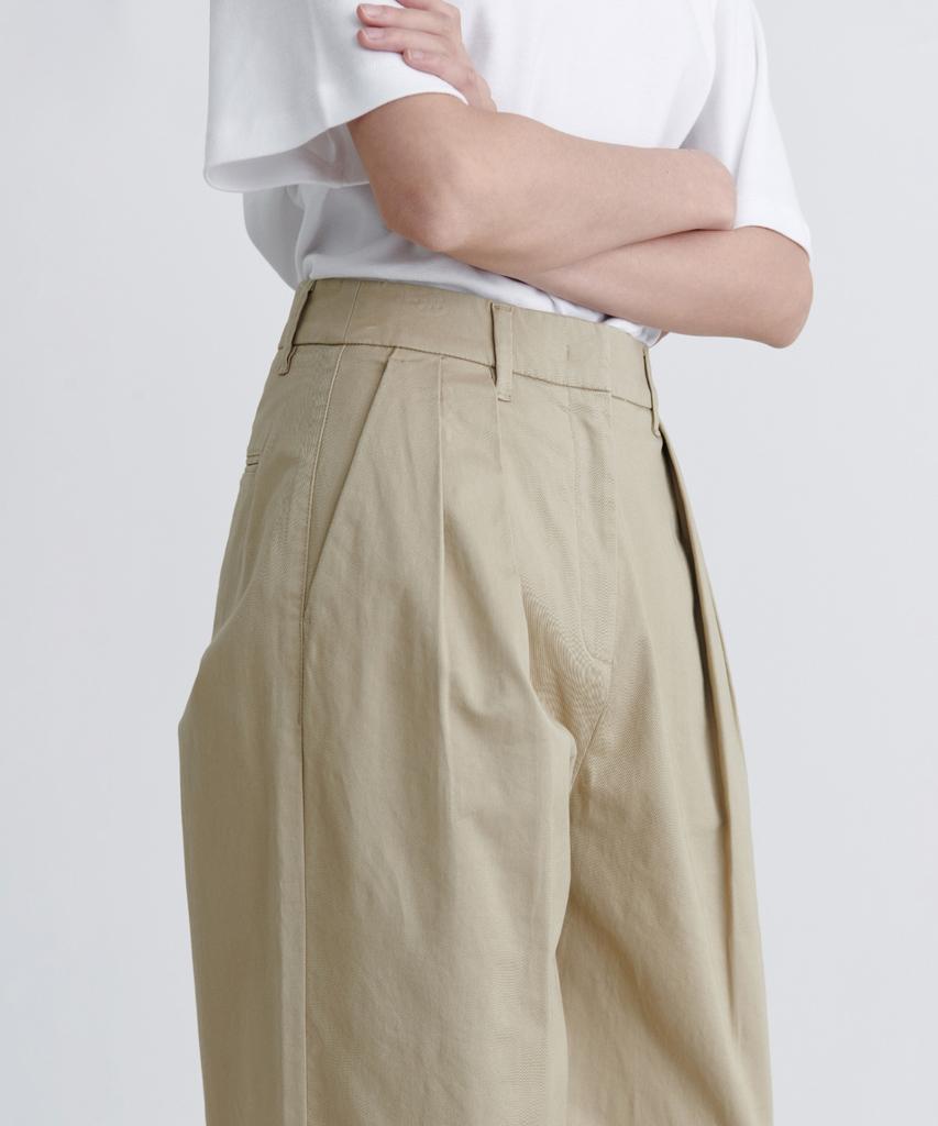 MUSINSA STANDARD WOMAN Женские Широкие Хлопковые Брюки Чинос с Обратной Двумя Запонками [Бежевый]
