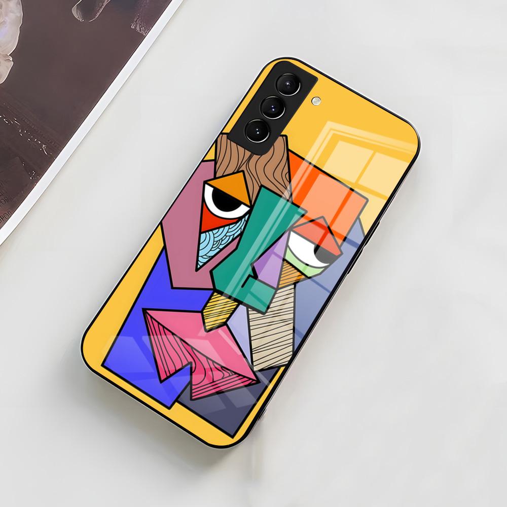Абстрактный чехол для телефона в стиле Пикассо для Samsung A56 A36 A26 A16 A15 A25 A35 A55 A14 A34 A24 A54 Стеклянный чехол