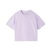 Casual Solid Color Logo Short Sleeve Round Neck T-Shirt Women Tops Pink Purple DA0324-530