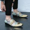 British Style Mens Oxford Dress Shoes Golden Shiny Pointed Toe Shoes Men Luxury Formal Shoe Wedding Leather Shoes Sapato Social