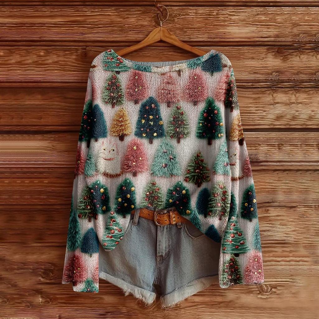 Women's Fashion Long Sleeve Christmas Snowman Snowflake Print Jacket Cardigan