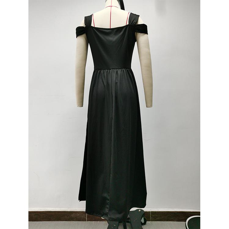 Летнее платье макси с V-образным вырезом, принтом, открытыми плечами, высоким разрезом, элегантное длинное вечернее сексуальное платье для вечеринки