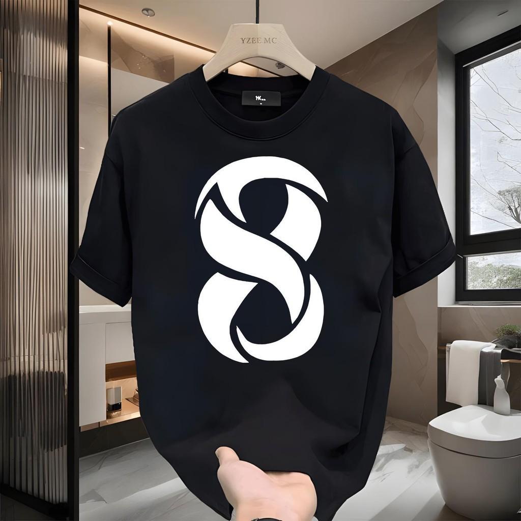 Новая футболка из чистого хлопка с принтом Чистый хлопок Американский стиль Модная футболка Уличный стиль Свободный крой Летняя футболка Парная футболка с коротким рукавом