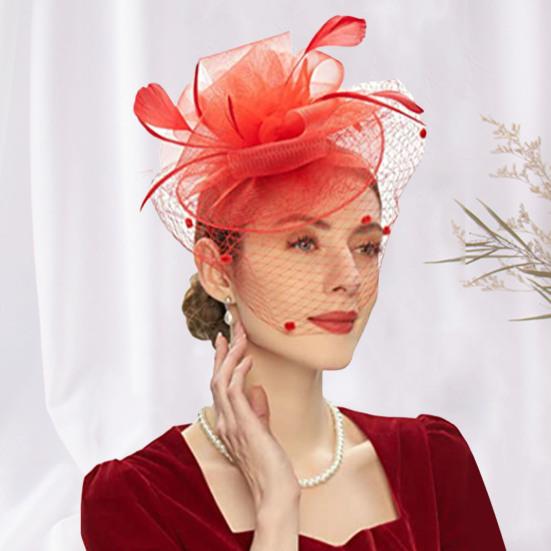 Fascinator Hat Sheer Mesh Large Flower Veil Retro Elegant Photo Prop Hair Accessory Women Wedding Cocktail Tea Party Bridal Cap Party Wear