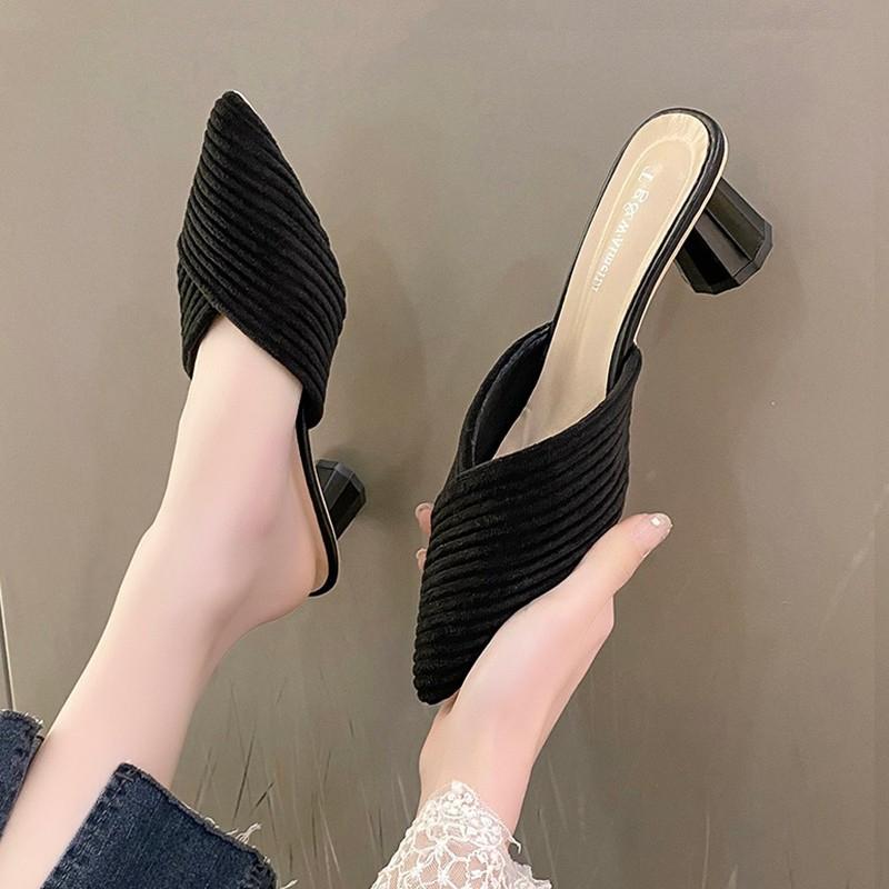 Модные сандалии нового стиля женские летние с острым носком на низком каблуке женские летние повседневные модные сандалии против запаха и нескользящие