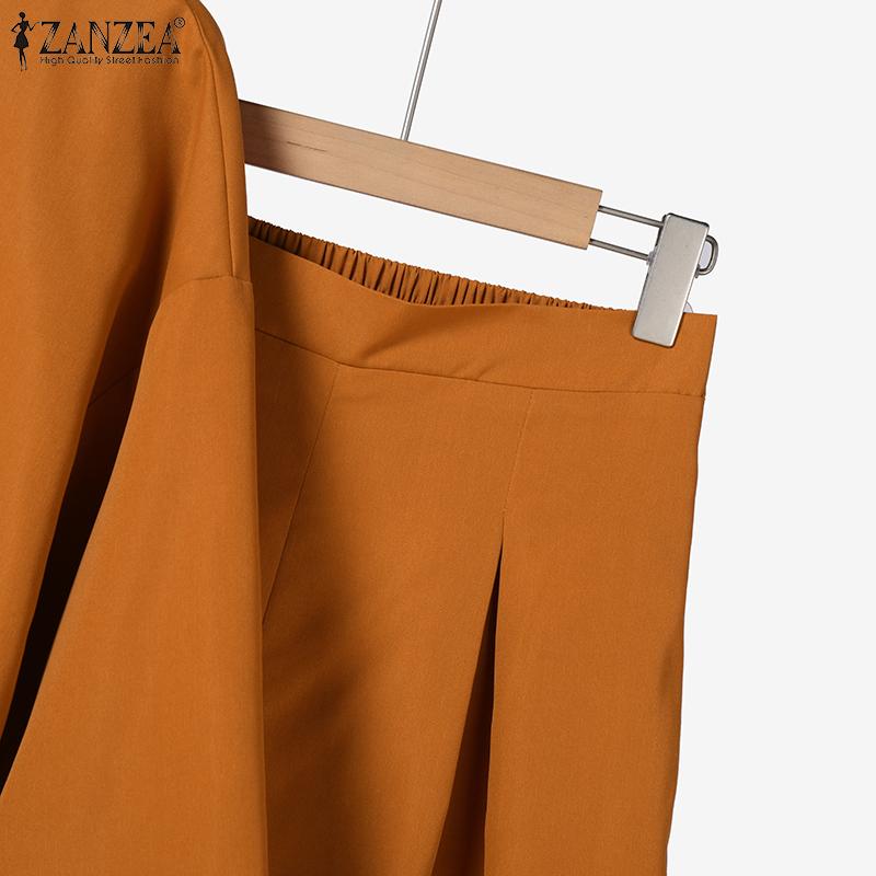 ZANZEA Женская блузка с рукавом 3/4 и широкие брюки, повседневный комплект из двух предметов