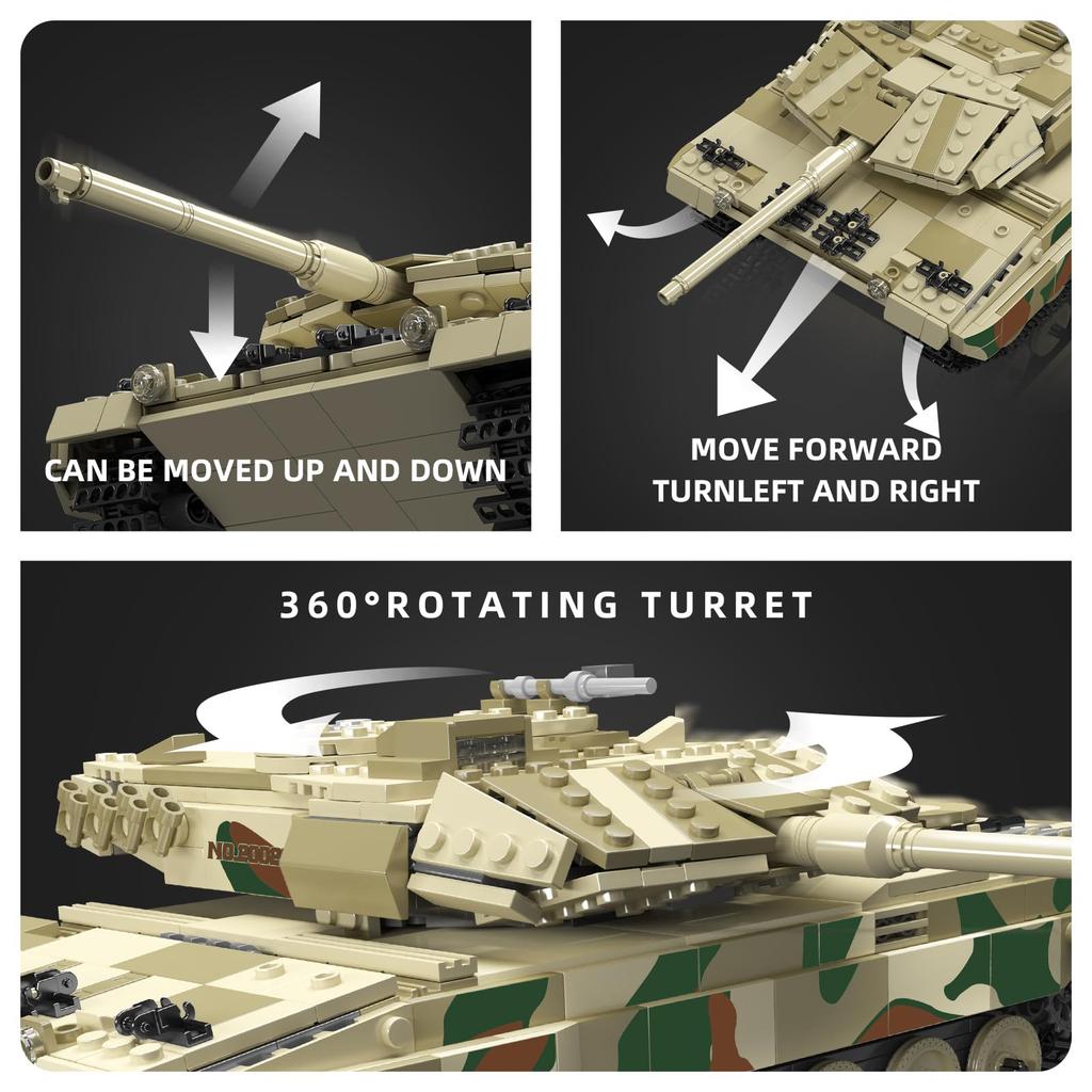 Mold King 20020 High-tech MOC Leopard 2 Tank Building Blocks Toys, набор военных транспортных средств Building Blocks, электрические Building Blocks с пультом дистанционного управления