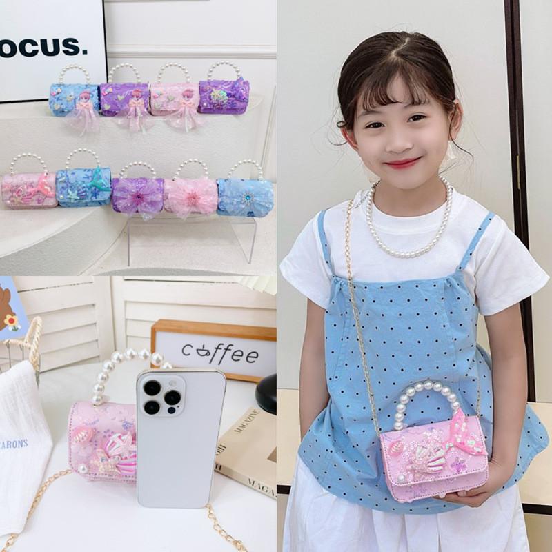 Frozen Pattern Snowflake Childrens Small Crossbody Bag With Material Sequin