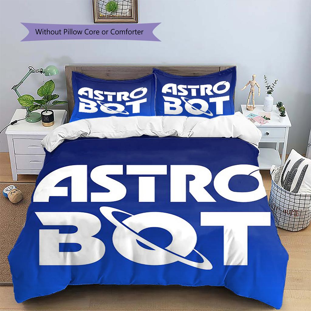 Постельное белье с узором ASTRO BOT, Комплект одеяло, Пододеяльник, Наволочка, Домашний подарок на день рождения (1 пододеяльник + 2 наволочки, без наполнителя)
