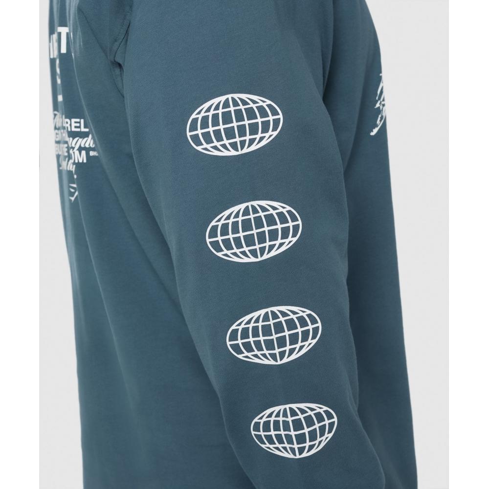 Gymshark Футболка с длинным рукавом с принтом METAL LIFting, цвет карго синий A7A1S UCTP