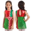 Kids Girls Sleeveless Striped Color Block Dance Leotard Dress Christmas Dress Up Party Costumes