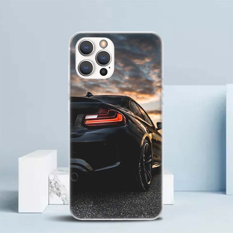 Сине-красная машина для iPhone 16 17 Air 15 14 Pro Max 16E Чехол для телефона 13 Mini 12 11 7 SE 8 Печатный узор Подходящие чехлы 16 15 14 Pro Max 13