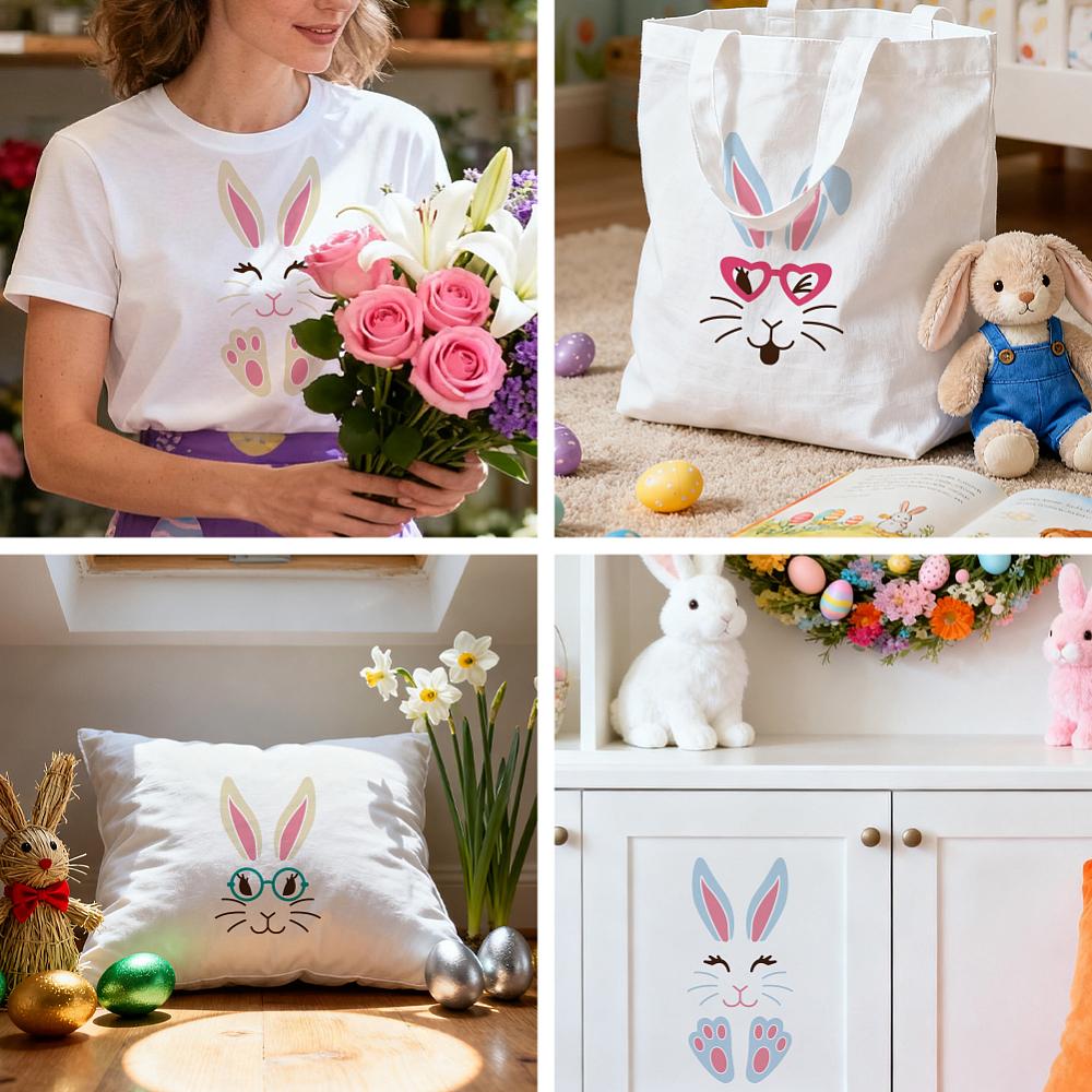 9Pcs 9 Styles PET Hollow Out Drawing Painting Stencils for DIY Scrapbook Photo Album Rabbit 150x150mm 1pc/style