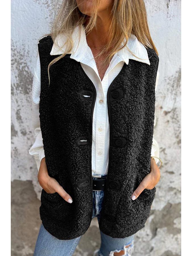 Жилет на пуговицах из флиса из овечьей шерсти 2024 - Коллекция Осень/Зима
