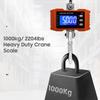 Цифровые подвесные весы с дистанционным управлением 1000 кг / 2204 фунта Портативные промышленные крановые весы с ЖК-дисплеем и подсветкой Крюк Изменение единиц измерения / Удержание данных / T