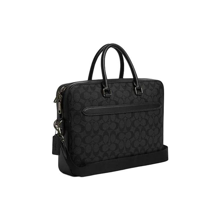 COACH ETHAN Artificial Leather Portable One Shoulder Crossbody Briefcase Large Men's Black CR270-QBLWO
