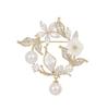 Zircon Pearl Cherry Blossom Brooch Natural Seashell Diamond Pearl Leaf Corsage Stylish Chest Decoration for Entrance Ceremonial Gift for Mothers Such