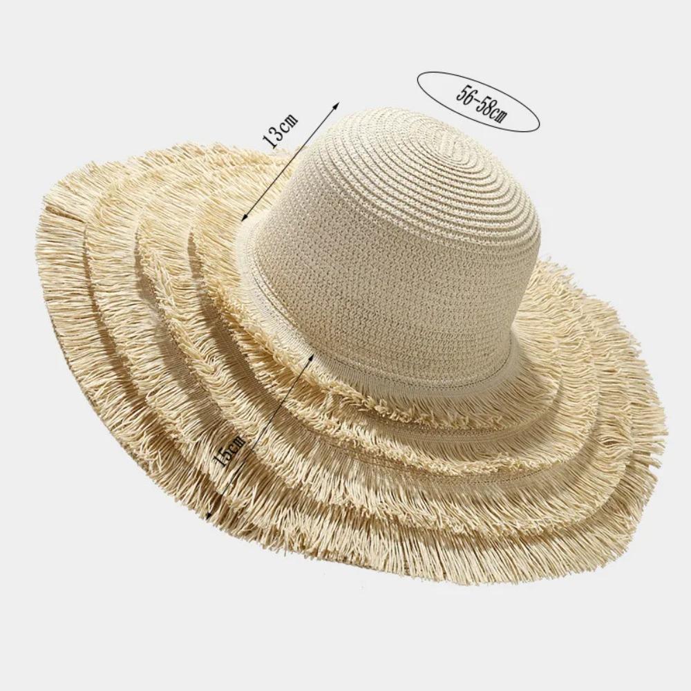 Foldable Straw Hat Wide Brim Fisherman Hat Women Fashion Sun Hat  For Beach Holiday Vacation