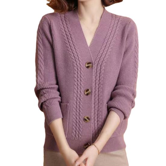 Fall Winter Sweater Coat Single-breasted Thick Knitted Long Sleeve Warm Soft Elastic Buttons Loose One Size Lady Cardigan Sweater Jacket