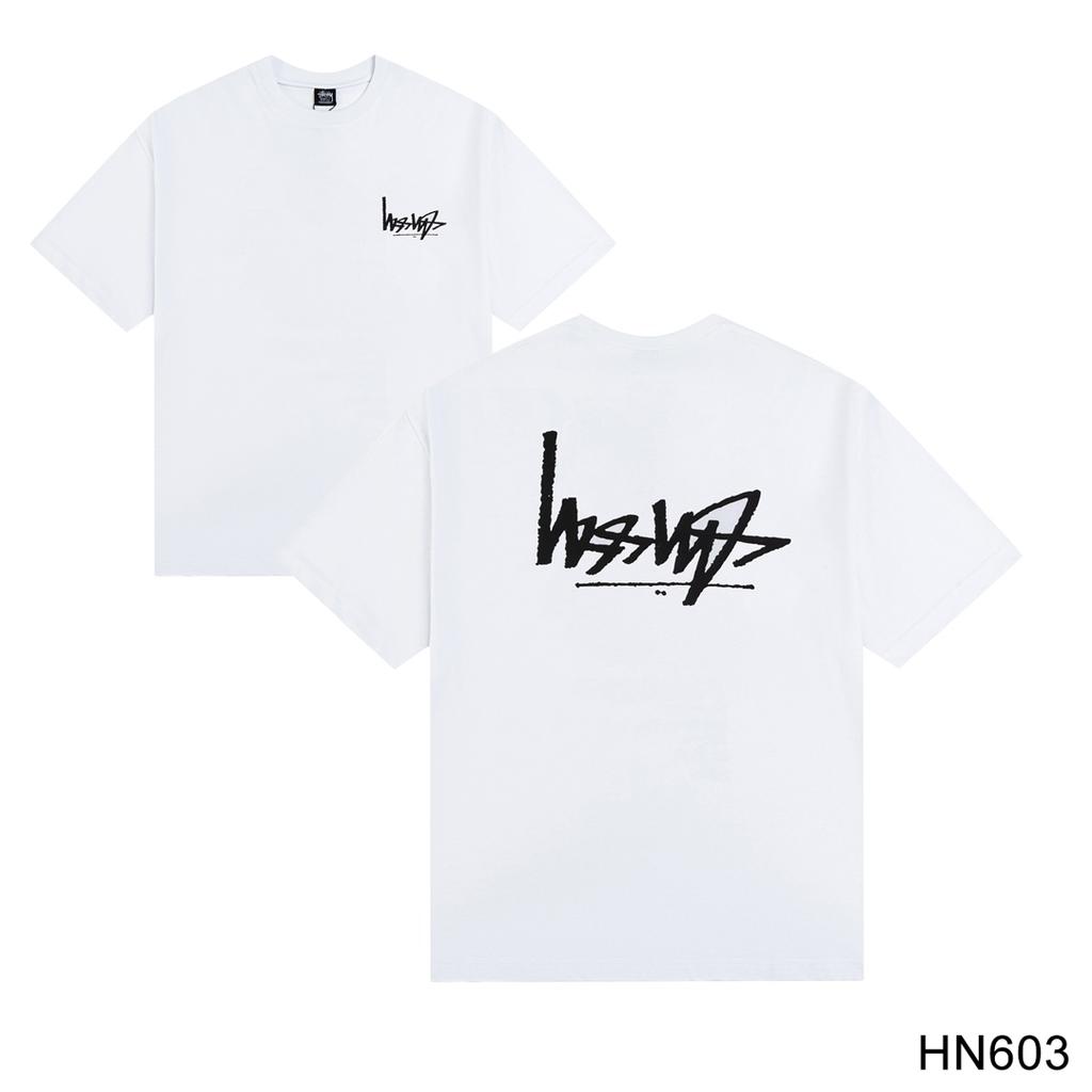 Stussy Летняя новая футболка из высококачественного хлопка с круглым вырезом для мужчин и женщин 2025 года, классический логотип с новым рисунком, парная футболка