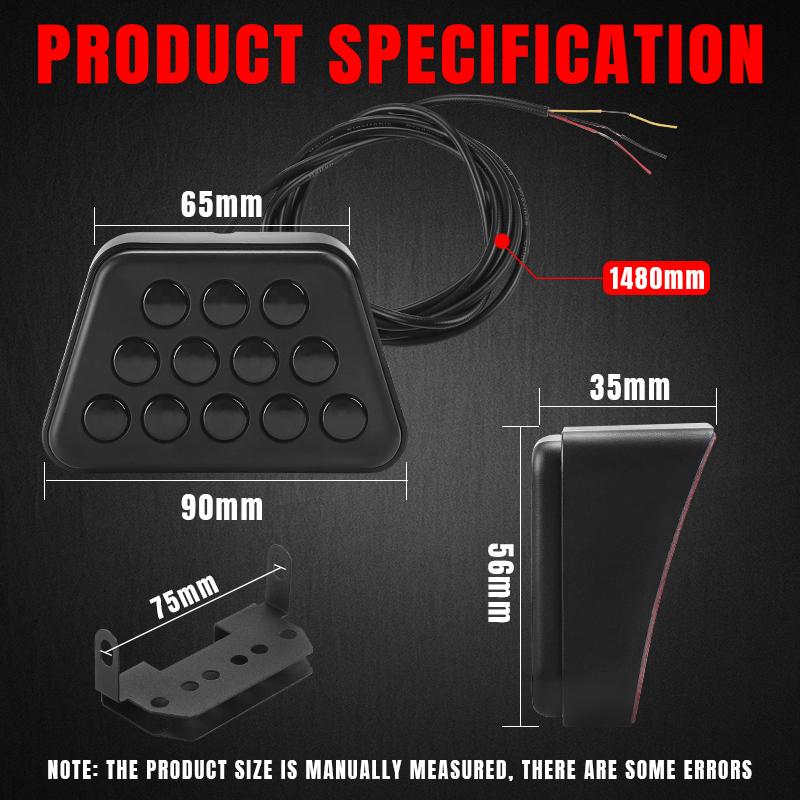Led Brake Pilot Lights F1 Style 12led Rear Tail Lights red Flash Auto Warning Reverse Stop Safety Lamps 12V For Auto Car SUV ATV