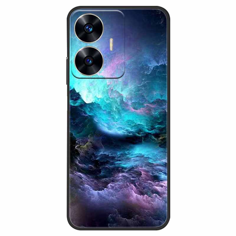 Чехол для телефона Realme C55 Черный Силиконовый Fundas Для Realme C55 RMX3710 ТПУ Мягкая Задняя Панель Coque Звезда Нарисована на RealmeC55 C 55