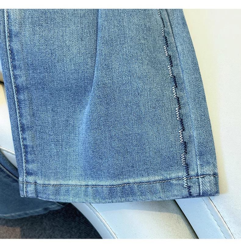 Женские джинсы палаццо премиум-класса серого цвета на флисовой подкладке - Осень/Зима 2024 Вышитые с высокой посадкой Свободного кроя