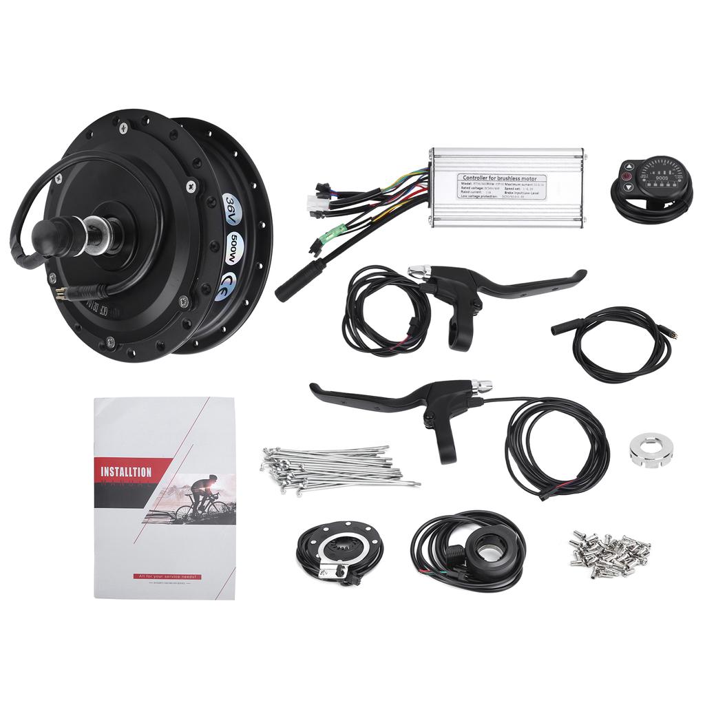 Electric Bicycle Conversion Kit 36V 500W Front Wheel Hub Motor Set with KT‑900S Display Meter for 12G Wheel20inch 12G