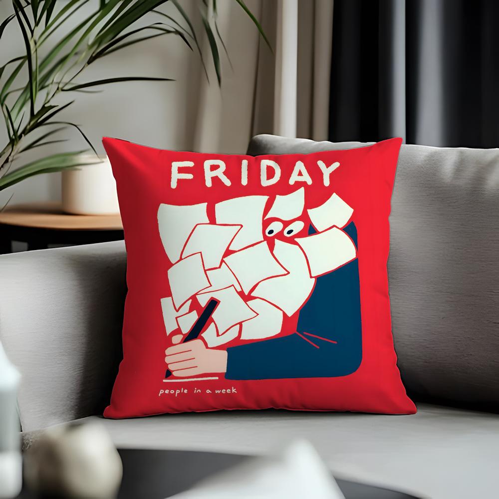 Fashion PPeople Living in a Frameful Cushion Cover Antidustmite Pillowcase Invisible Zipper Silky Short Plush Sofa CushionCover