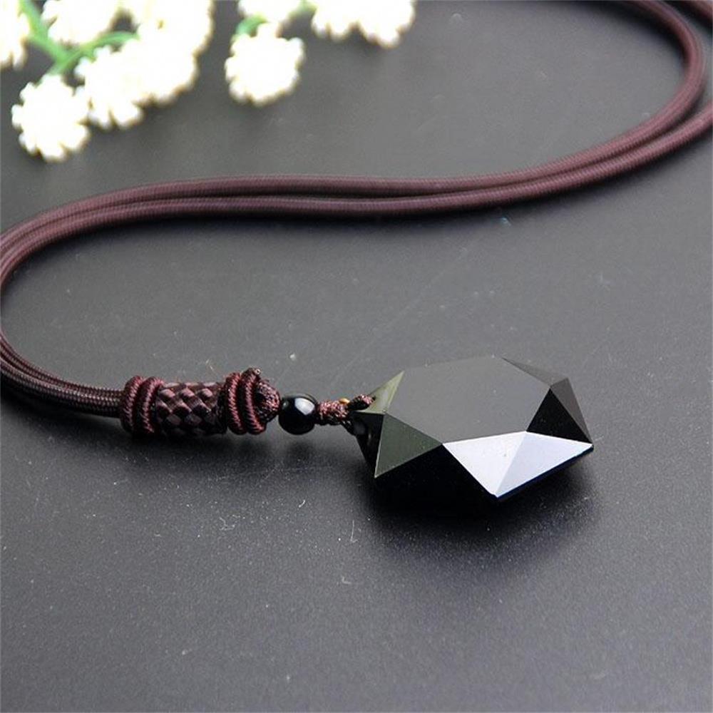 Jewelry Fashion Blessing Men Jewelry Lucky Necklace Obsidian Pendant Amulet Hexagram Shape