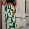 Нарядная повседневная плиссированная длинная юбка с графическим принтом для женщин, осенняя мода, эластичная юбка-миди с высокой талией и геометрическим узором, уличная одежда