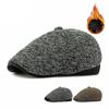 Middle-Aged and Elderly Woolen Hat Men's Autumn Winter Cap Thick Warm Velvet Beret Ear Protection Peaked Cap