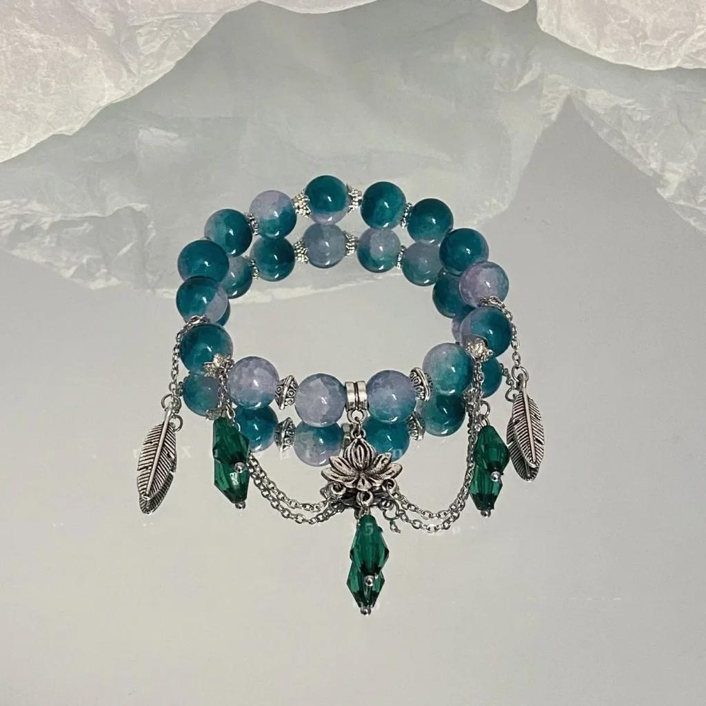 Colour Crystal Flowers Butterfly Pendant Beaded Bracelet for Women Multi Style Sweet Chain Charm Bracelets Girls Jewelry Gifts