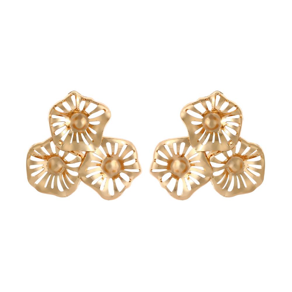 Винтажные цветочные полые металлические ретро-серьги, индивидуальные золотые роскошные украшения для ушей