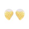 Gehena by Estele - Gold Tone Ribbed Heart Stud Earrings for Girl's and Women