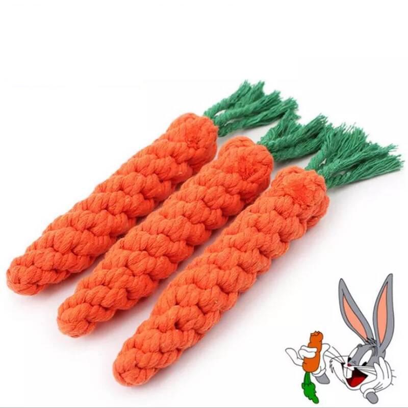 Pet Chew Toys Cotton Rope Knot Carrot Toy Pet Teeth Clean