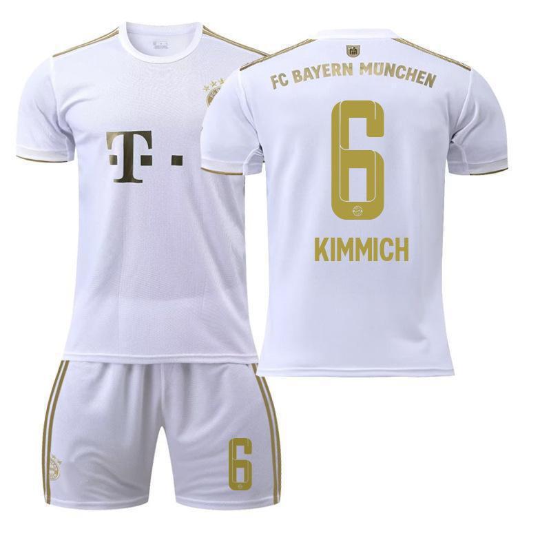 2223 Bayern Away White No. 17 Mane 4 Dericht 25 Muller Jersey Football Uniform Set Sportswear