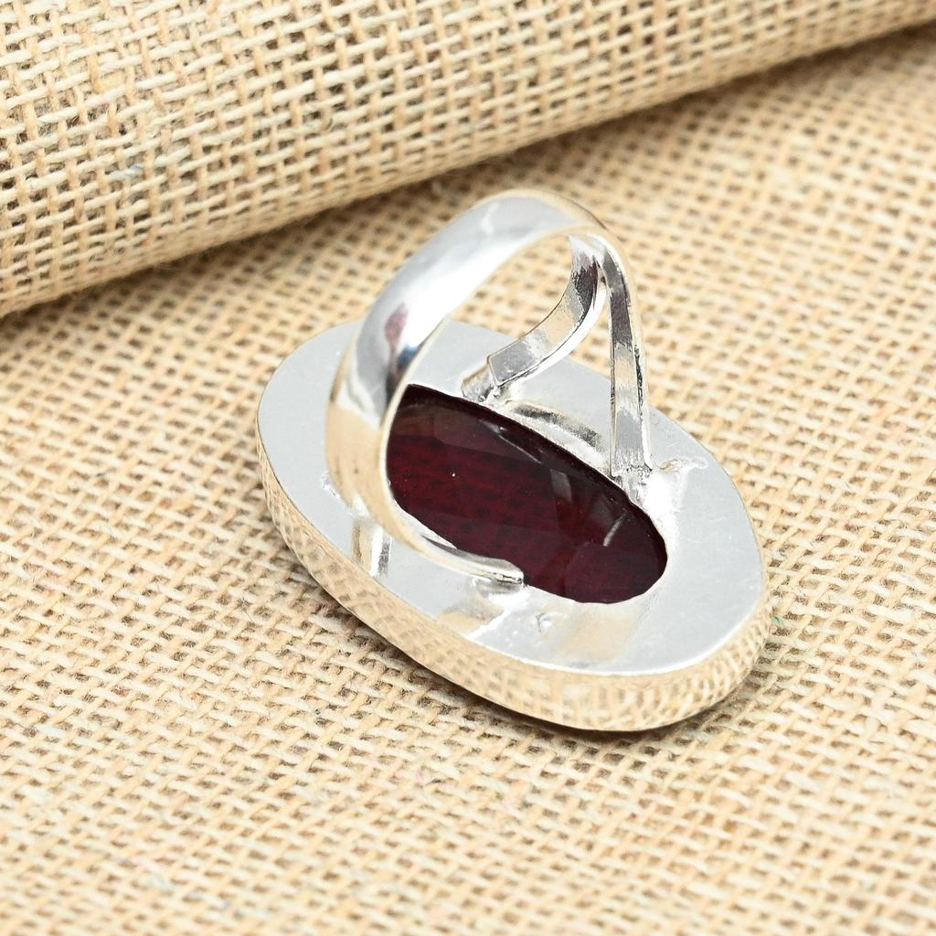 Уникальный красный гранатовый драгоценный камень стерлингового серебра 925 пробы ручной работы кольцо обещания всех размеров
