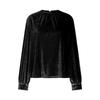 Women's Loose Gold Velvet Solid Color Pullover Round Neck Long Sleeve Top Casual Shirt