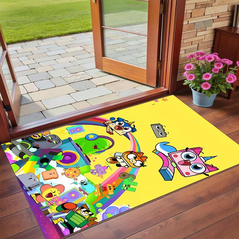 Anti‑Slip Crystal Velvet Floor Rug, Unikitty Design Carpet for Indoor Living Bedroom Home Decoration