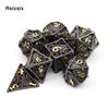 7 Pcs Black Golden Squid Metal Dice Hollow Metal Polyhedral Dice Set Suitable for Role-Playing RPG  Board Game Card Game