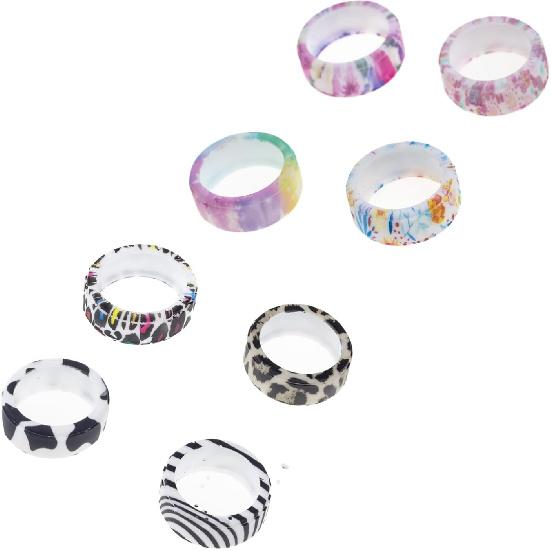 Printed silicone protective cover Compatible with Oura Ring Protector,8pcs colors Elastic Case for Oura Ring Gen4/3 smart ring Starry (Printed case,