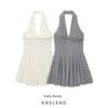 Kaslead New Women Clothes Western Style Fashion Twist Hanging Neck Backless Pull Dress 750105