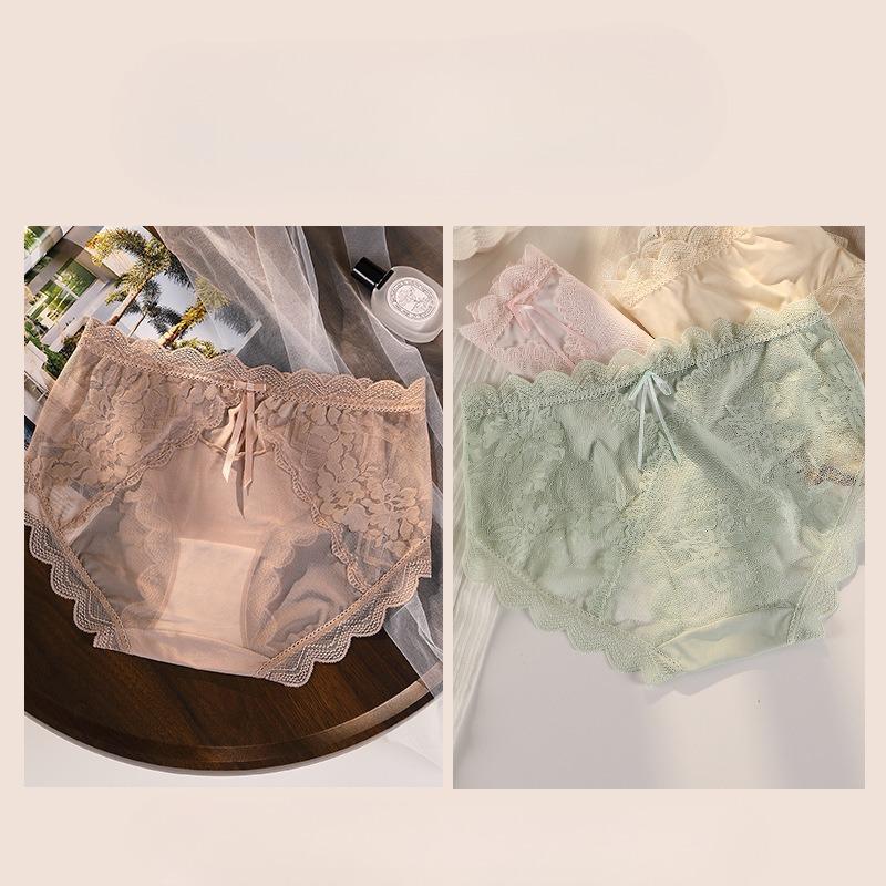 Large Size Pure Desire Sexy Lace Underwear Hollow Knickers Mesh Pure Cotton Crotch Shorts Women Panties
