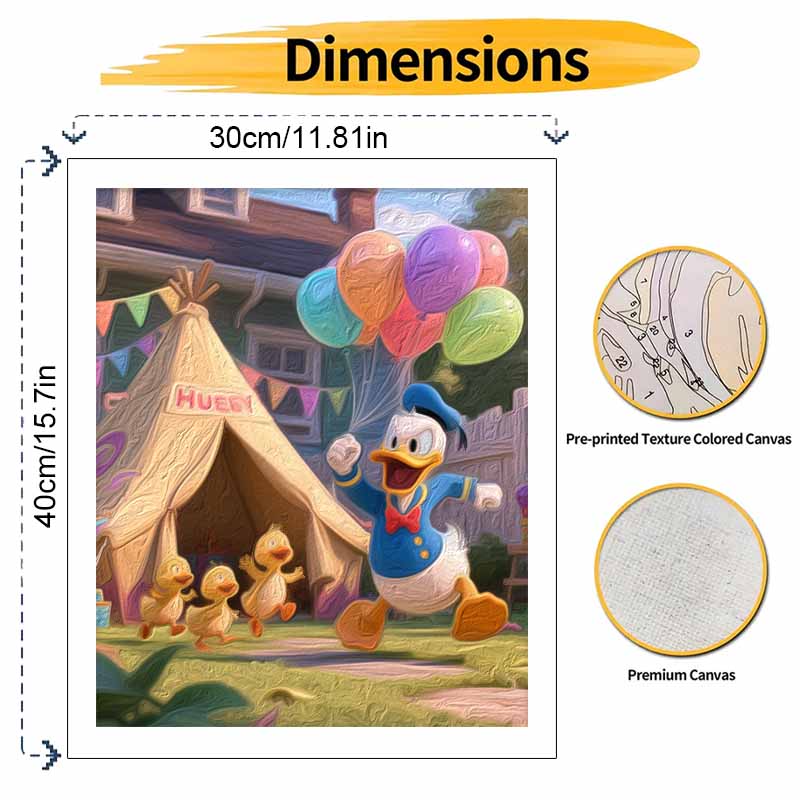 Disney digital oil painting art painting Donald Duck with balloons handmade diy home decorations